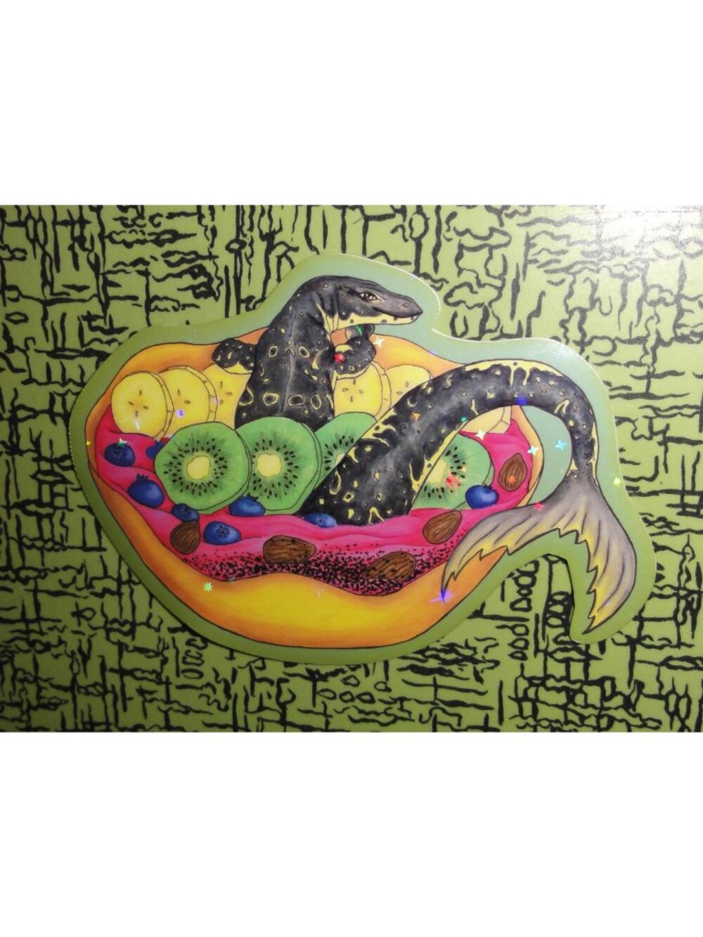 Smoothie Bowl Mermaid Lizard  Sparkle Sticker Asian Water Monitor